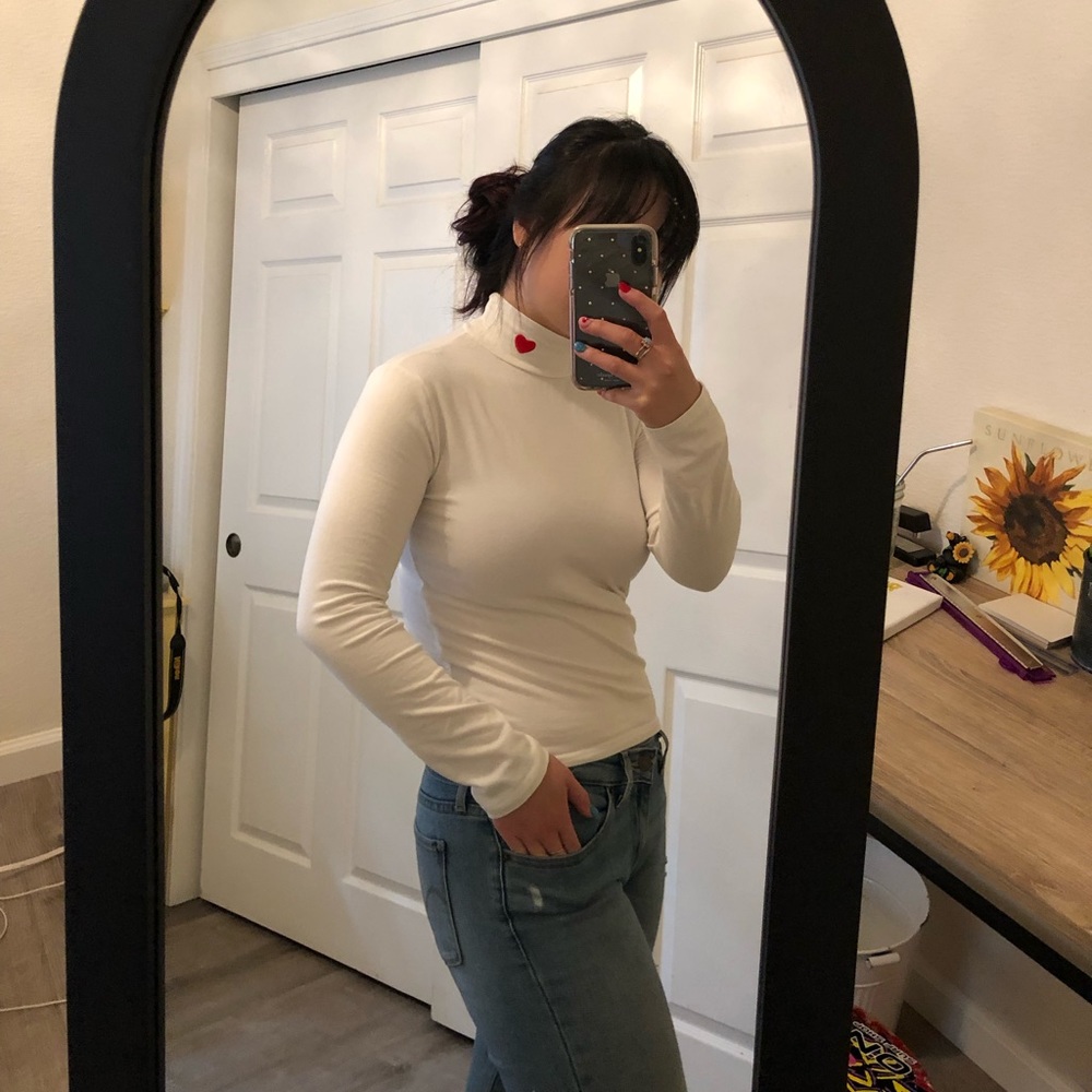 Heart Turtle Neck Long Sleeve Top